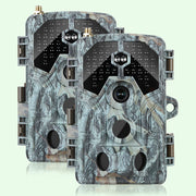 2pcs Blazevideo A106W Foto da 64MP Video 4K 2160P Fototrappola con audio e rilevatore di movimento Visione notturna distanza massima fino a 100ft, velocità di attivazione 0,1s, impermeabile IP66
