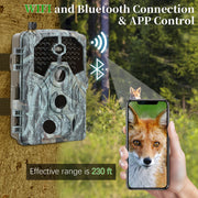 Blazevideo A106W Foto da 64MP Video 4K 2160P Fototrappola con audio e rilevatore di movimento Visione notturna distanza massima fino a 100ft, velocità di attivazione 0,1s, impermeabile IP66