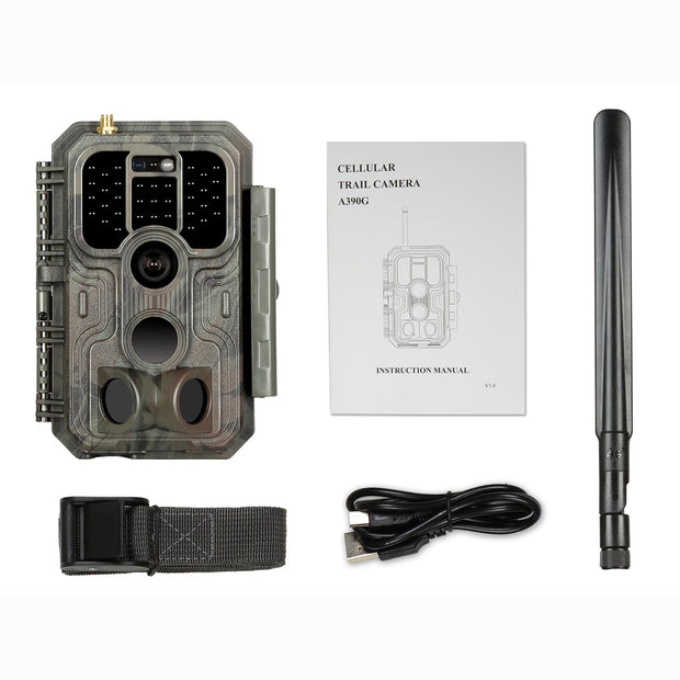 2pcs 4G LTE Fototrappola 48MP 1296P 120° Rilevamento dal Movimento con Scheda SIM e Scheda SD da 32 GB, IP66 Impermeabile | A390G Red