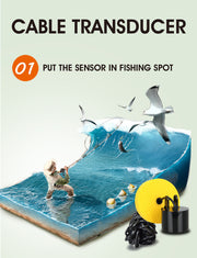 Cercatore di Pesci Portatile Marino Ecoscandagli con Trasduttore per Kayak Ecoscandaglio con sensore di profondità per Barche per Pesca sul Ghiaccio