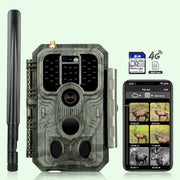2pcs 4G LTE Fototrappola 48MP 1296P 120° Rilevamento dal Movimento con Scheda SIM e Scheda SD da 32 GB, IP66 Impermeabile | A390G Green