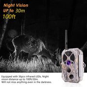 WiFi Bluetooth Fototrappola 32MP 1296P Videotrappola Infrarossi Invisibili 940NM con Visione Notturna fino 100piedi, Attivato dal Movimento 0.1s, ImpermeabileIP66 | A350W Red