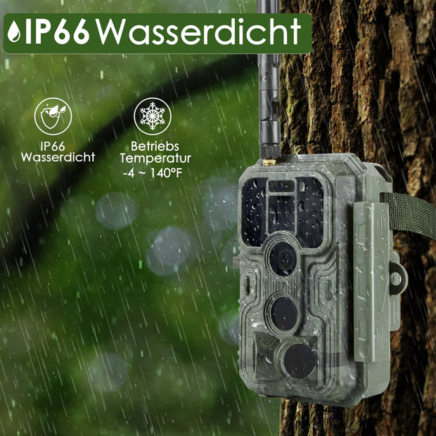 2pcs 4G LTE Fototrappola 48MP 1296P 120° Rilevamento dal Movimento con Scheda SIM e Scheda SD da 32 GB, IP66 Impermeabile | A390G Green