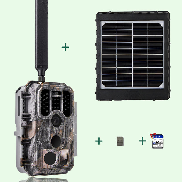 Kit di Panello Solare e 4G LTE Fototrappola 32MP 1296P con Scheda SIM
