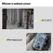 5pcs Fototrappole 32MP 1296p 20fps (Suono) con Elevata Visione Notturna di distanza massimo al 82ft, Attivato dal movimento 0.1s, Impermeabile IP66 | A323