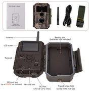 Kit di Panello Solare e Wireless Bluetooth WiFi Fotocamera da Caccia 32MP 1296P con Visione Notturna, Attivato dal Movimento 0.1s, Impermeabile IP66 | W600 Red