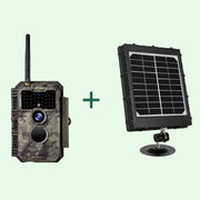 Kit di Panello Solare e Wireless Bluetooth WiFi Fotocamera da Caccia 32MP 1296P con Visione Notturna, Attivato dal Movimento 0.1s, Impermeabile IP66 | W600 Brown