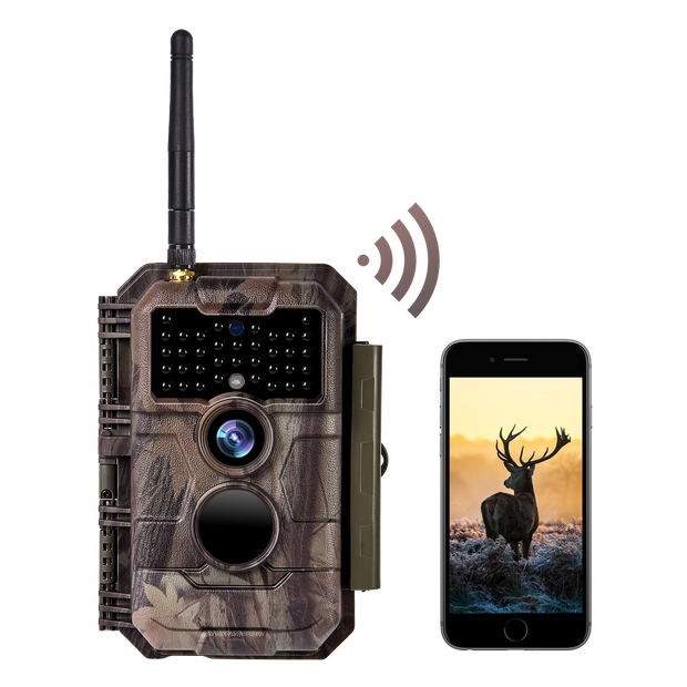 Wireless Bluetooth WiFi Fotocamera da Caccia 32MP 1296P con Visione Notturna Massimo al 100piedi, Attivato dal Movimento 0.1s, Impermeabile IP66 | W600 Red